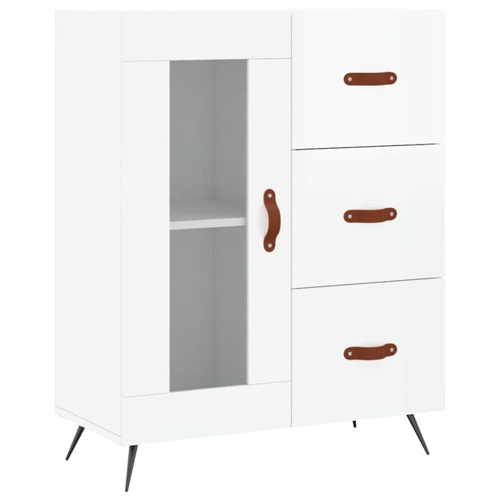 Buffet haut Blanc brillant 69,5x34x180 cm Bois d'ingénierie - Photo n°7