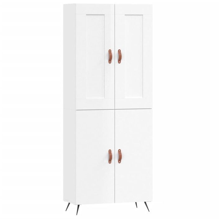 Buffet haut Blanc brillant 69,5x34x180 cm Bois d'ingénierie - Photo n°1