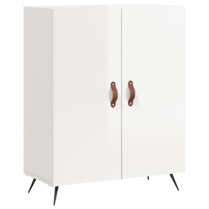 Buffet haut Blanc brillant 69,5x34x180 cm Bois d'ingénierie - Photo n°7