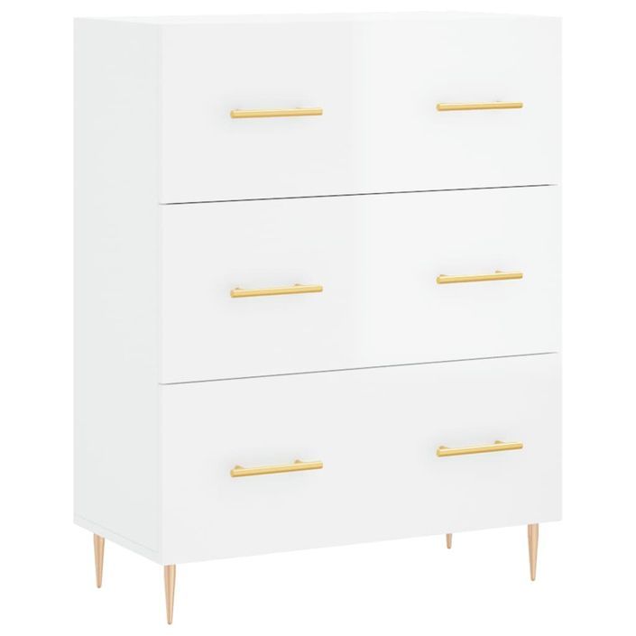 Buffet haut Blanc brillant 69,5x34x180 cm Bois d'ingénierie - Photo n°7