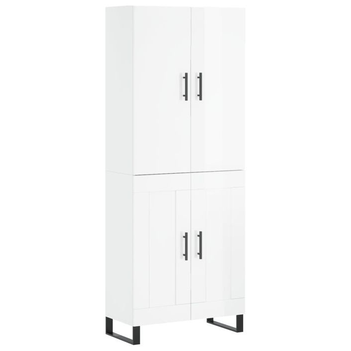 Buffet haut Blanc brillant 69,5x34x180 cm Bois d'ingénierie - Photo n°1