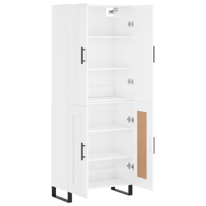 Buffet haut Blanc brillant 69,5x34x180 cm Bois d'ingénierie - Photo n°4