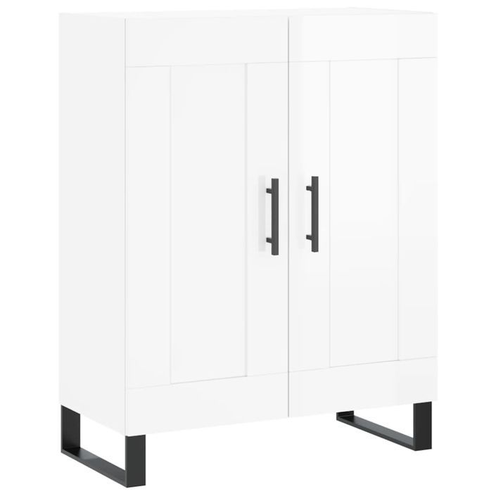 Buffet haut Blanc brillant 69,5x34x180 cm Bois d'ingénierie - Photo n°7