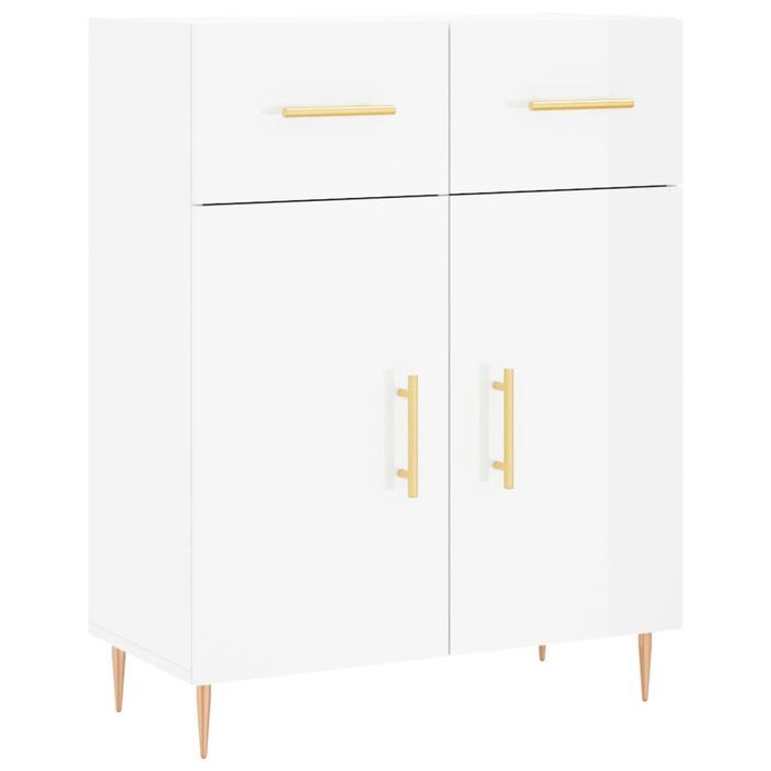 Buffet haut Blanc brillant 69,5x34x180 cm Bois d'ingénierie - Photo n°7