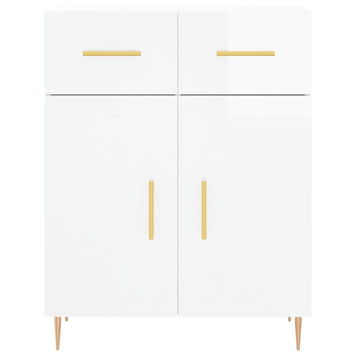 Buffet haut Blanc brillant 69,5x34x180 cm Bois d'ingénierie - Photo n°8