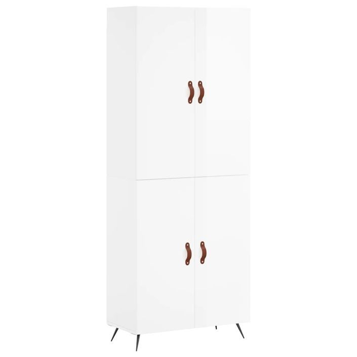 Buffet haut Blanc brillant 69,5x34x180 cm Bois d'ingénierie - Photo n°1