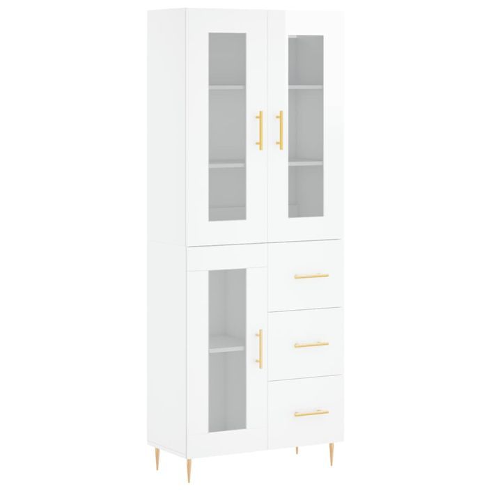 Buffet haut Blanc brillant 69,5x34x180 cm Bois d'ingénierie - Photo n°1