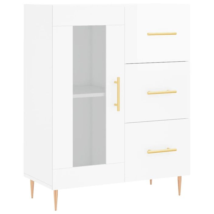 Buffet haut Blanc brillant 69,5x34x180 cm Bois d'ingénierie - Photo n°7