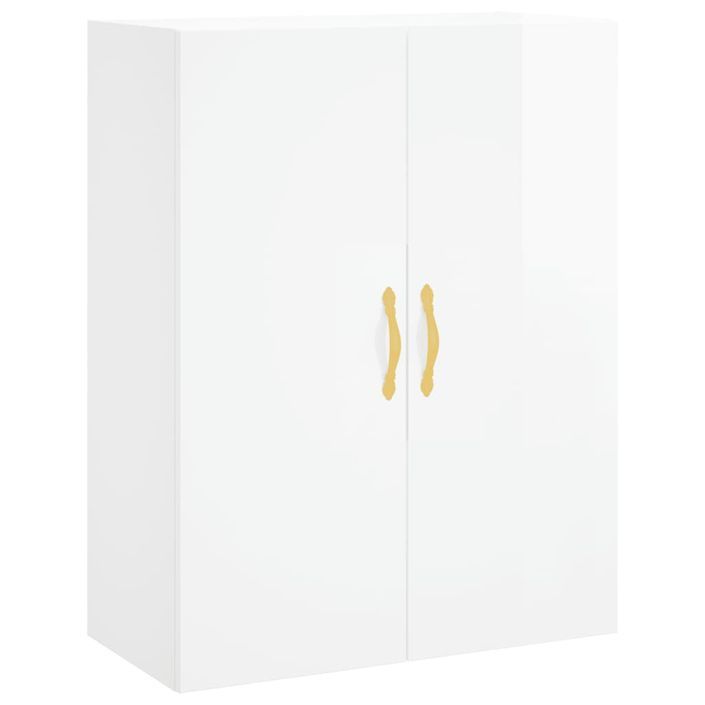 Buffet haut Blanc brillant 69,5x34x180 cm Bois d'ingénierie - Photo n°5