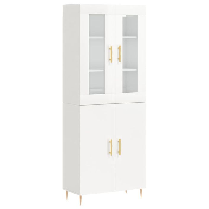 Buffet haut Blanc brillant 69,5x34x180 cm Bois d'ingénierie - Photo n°1