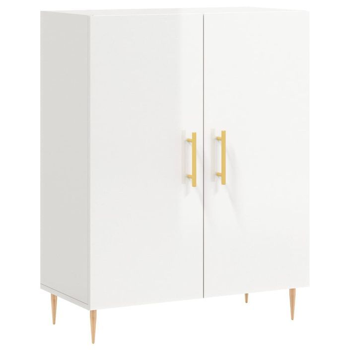 Buffet haut Blanc brillant 69,5x34x180 cm Bois d'ingénierie - Photo n°7