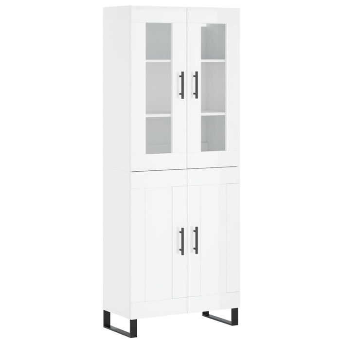 Buffet haut Blanc brillant 69,5x34x180 cm Bois d'ingénierie - Photo n°1