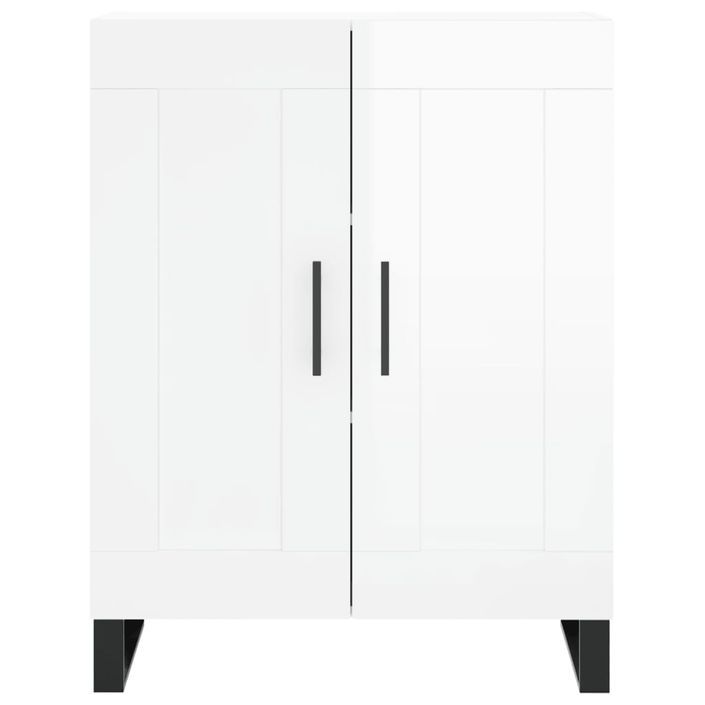 Buffet haut Blanc brillant 69,5x34x180 cm Bois d'ingénierie - Photo n°8