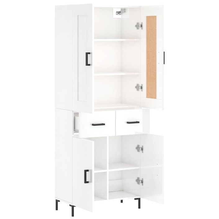 Buffet haut Blanc brillant 69,5x34x180 cm Bois d'ingénierie - Photo n°4