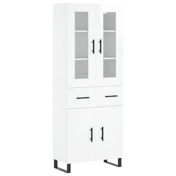 Buffet haut Blanc brillant 69,5x34x180 cm Bois d'ingénierie - Photo n°1