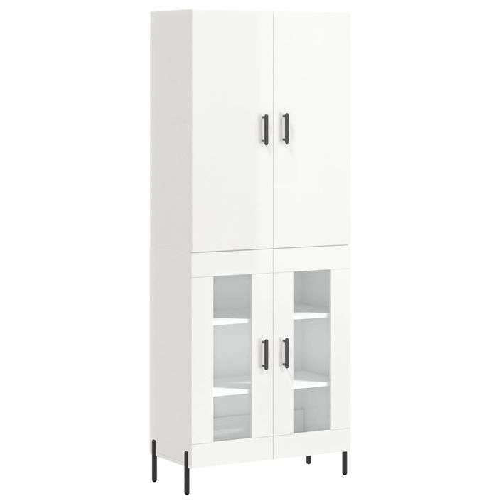 Buffet haut Blanc brillant 69,5x34x180 cm Bois d'ingénierie - Photo n°1