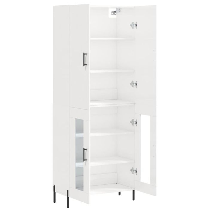 Buffet haut Blanc brillant 69,5x34x180 cm Bois d'ingénierie - Photo n°4