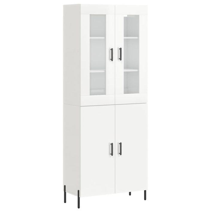 Buffet haut Blanc brillant 69,5x34x180 cm Bois d'ingénierie - Photo n°1