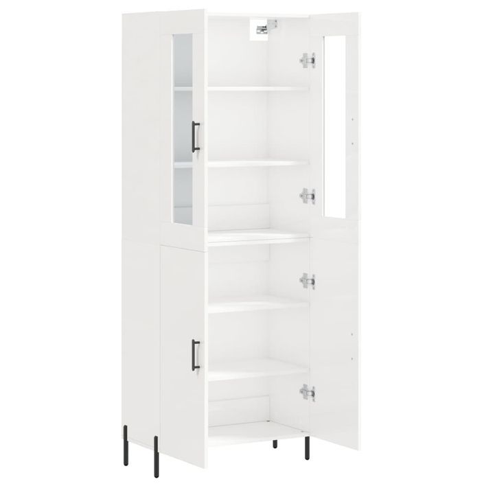 Buffet haut Blanc brillant 69,5x34x180 cm Bois d'ingénierie - Photo n°4