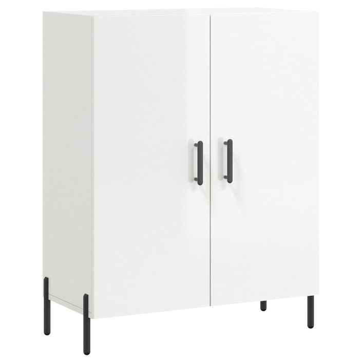 Buffet haut Blanc brillant 69,5x34x180 cm Bois d'ingénierie - Photo n°7