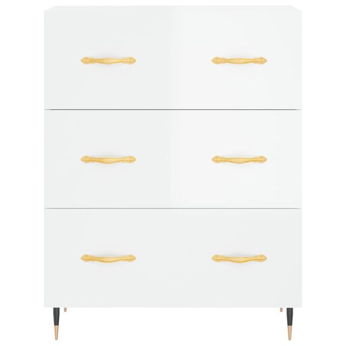 Buffet haut Blanc brillant 69,5x34x180 cm Bois d'ingénierie - Photo n°8