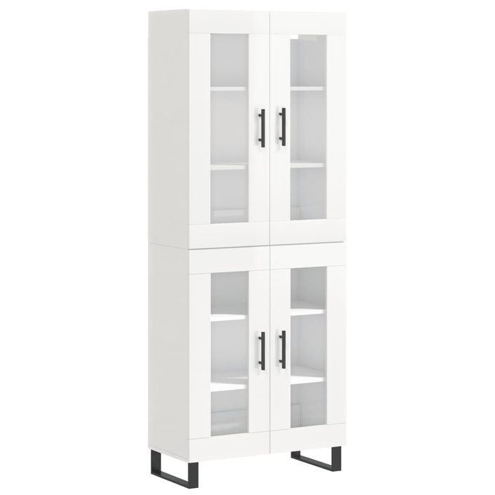 Buffet haut Blanc brillant 69,5x34x180 cm Bois d'ingénierie - Photo n°1