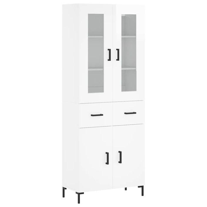 Buffet haut Blanc brillant 69,5x34x180 cm Bois d'ingénierie - Photo n°1