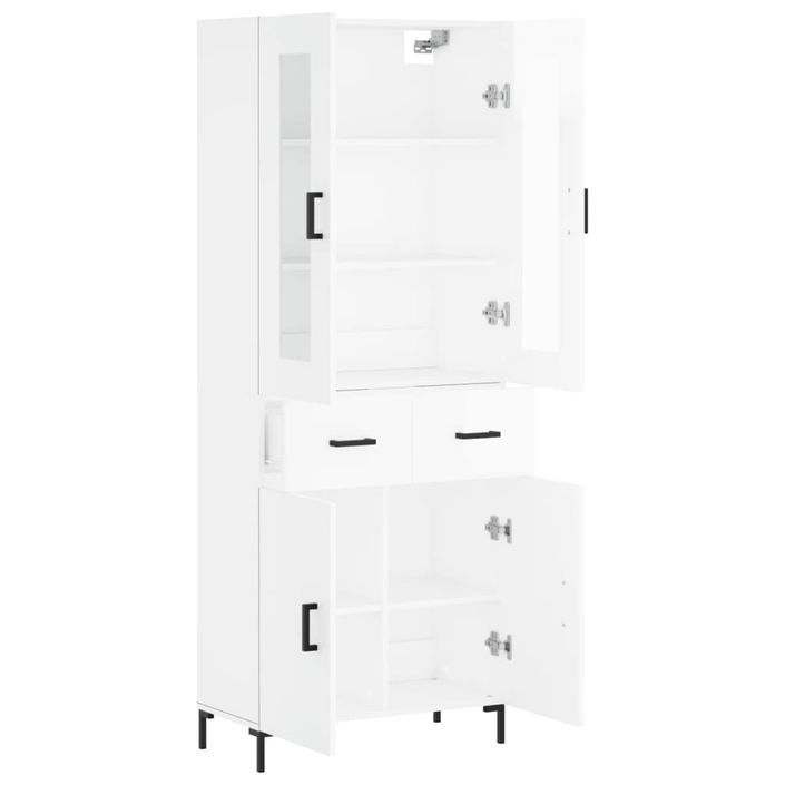 Buffet haut Blanc brillant 69,5x34x180 cm Bois d'ingénierie - Photo n°4