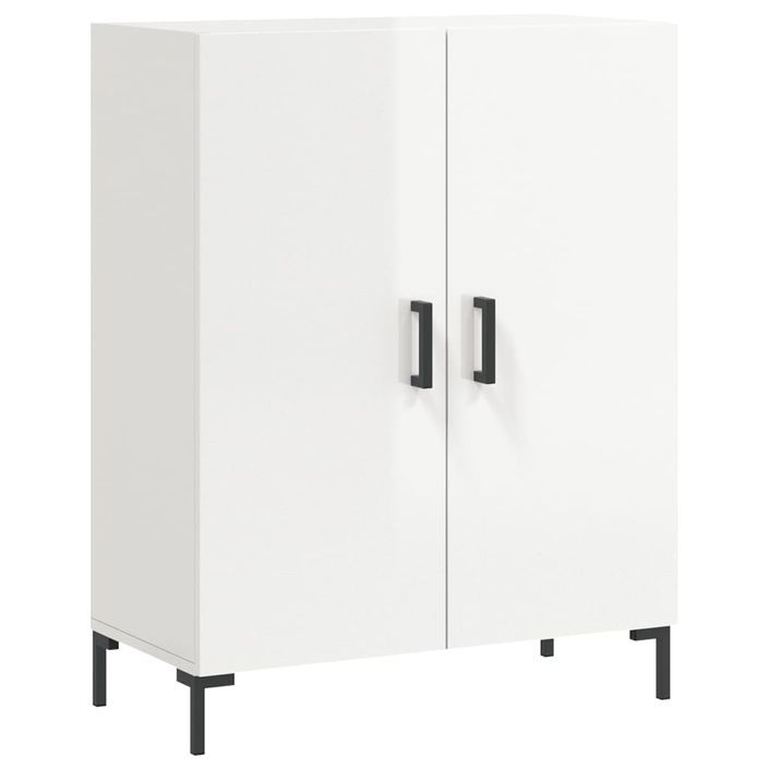 Buffet haut Blanc brillant 69,5x34x180 cm Bois d'ingénierie - Photo n°7