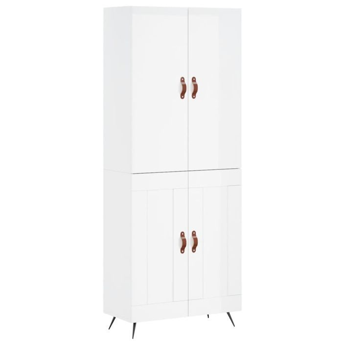 Buffet haut Blanc brillant 69,5x34x180 cm Bois d'ingénierie - Photo n°1