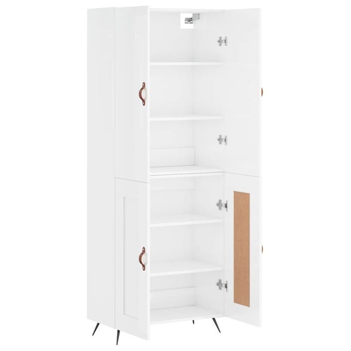 Buffet haut Blanc brillant 69,5x34x180 cm Bois d'ingénierie - Photo n°4