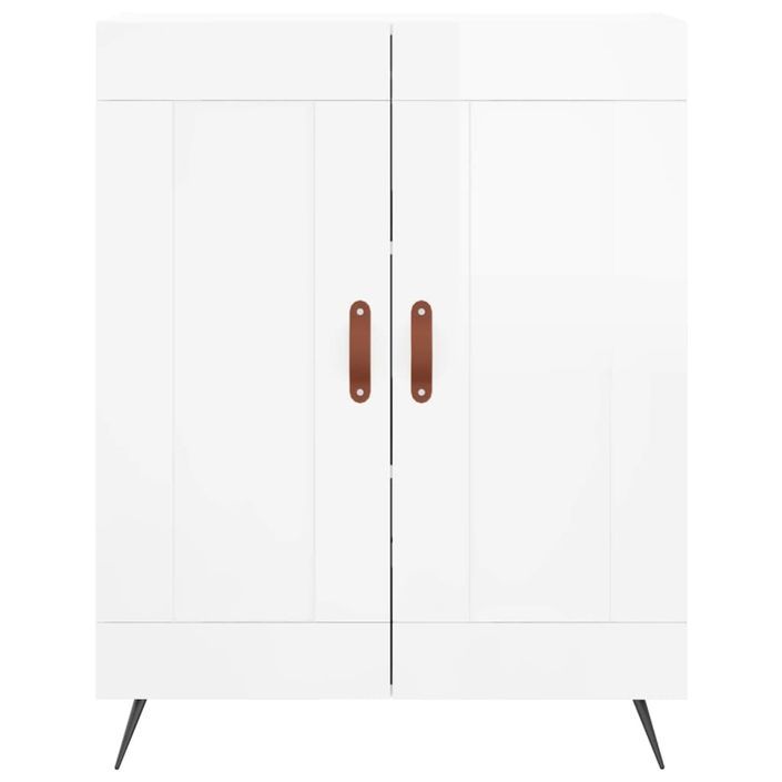 Buffet haut Blanc brillant 69,5x34x180 cm Bois d'ingénierie - Photo n°8