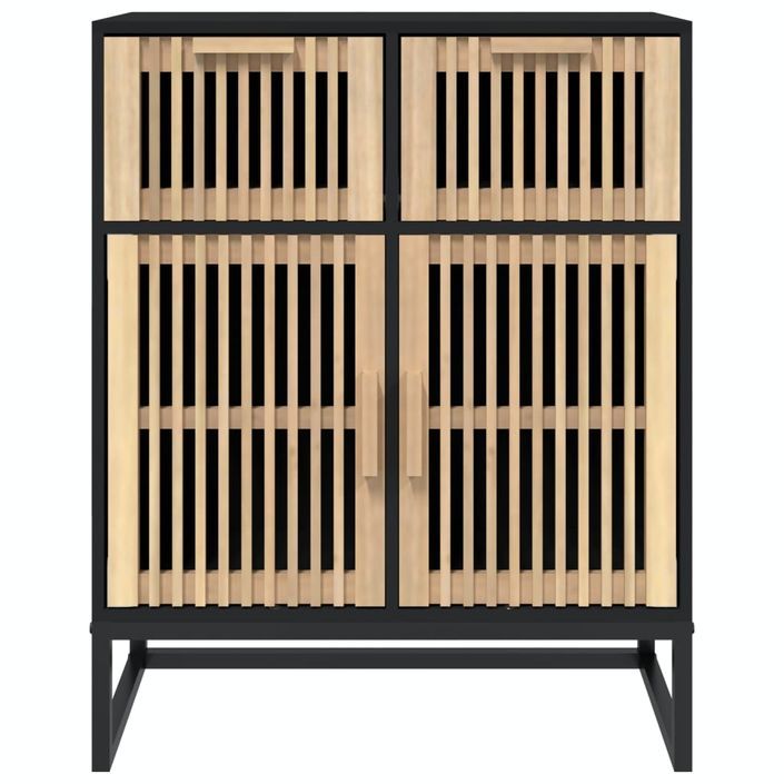 Buffet haut bois naturel et acier noir Ventila 60 cm - Élégance et praticité - Photo n°3