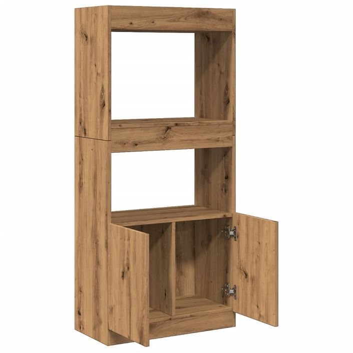 Buffet haut chêne artisanal 63x33x140 cm bois d'ingénierie - Photo n°8