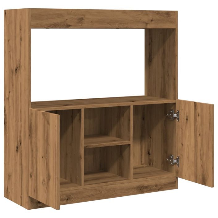 Buffet haut chêne artisanal 92x33x100 cm bois d'ingénierie - Photo n°8