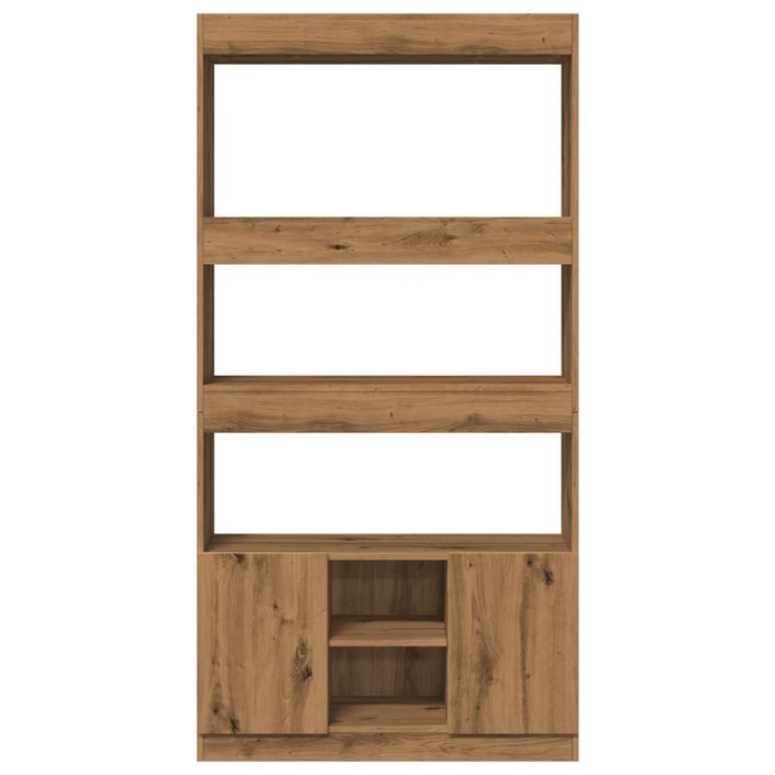 Buffet haut chêne artisanal 92x33x180 cm bois d'ingénierie - Photo n°5