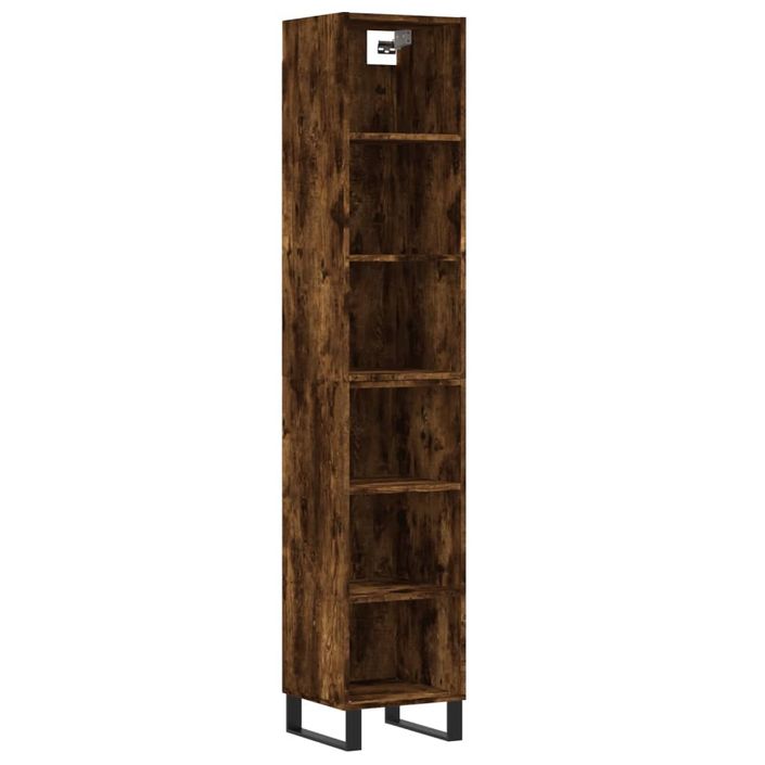 Buffet haut Chêne fumé 34,5x32,5x180 cm Bois d'ingénierie - Photo n°1