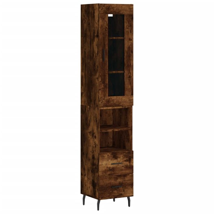 Buffet haut Chêne fumé 34,5x34x180 cm Bois d'ingénierie - Photo n°1