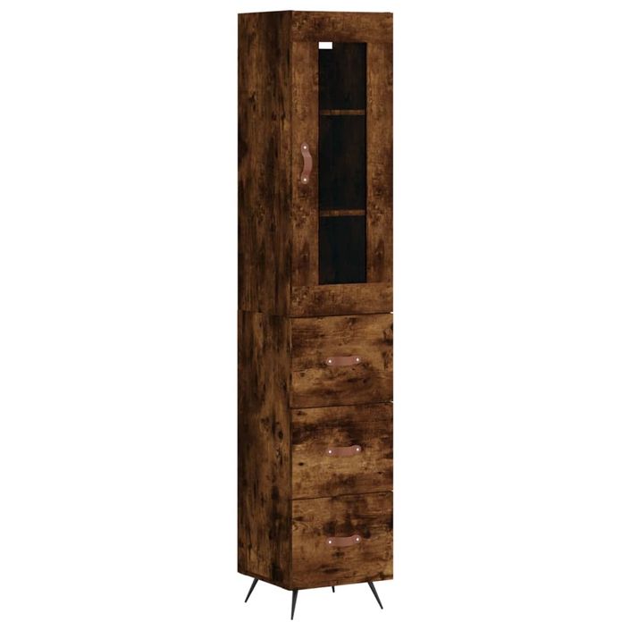 Buffet haut Chêne fumé 34,5x34x180 cm Bois d'ingénierie - Photo n°1