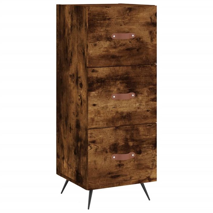 Buffet haut Chêne fumé 34,5x34x180 cm Bois d'ingénierie - Photo n°5