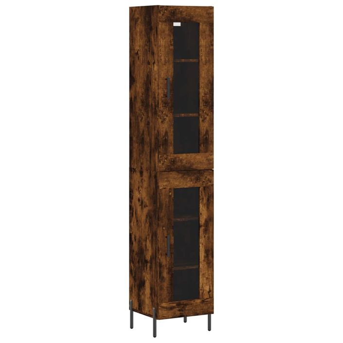 Buffet haut Chêne fumé 34,5x34x180 cm Bois d'ingénierie - Photo n°1