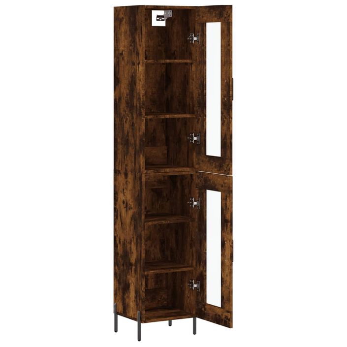 Buffet haut Chêne fumé 34,5x34x180 cm Bois d'ingénierie - Photo n°4