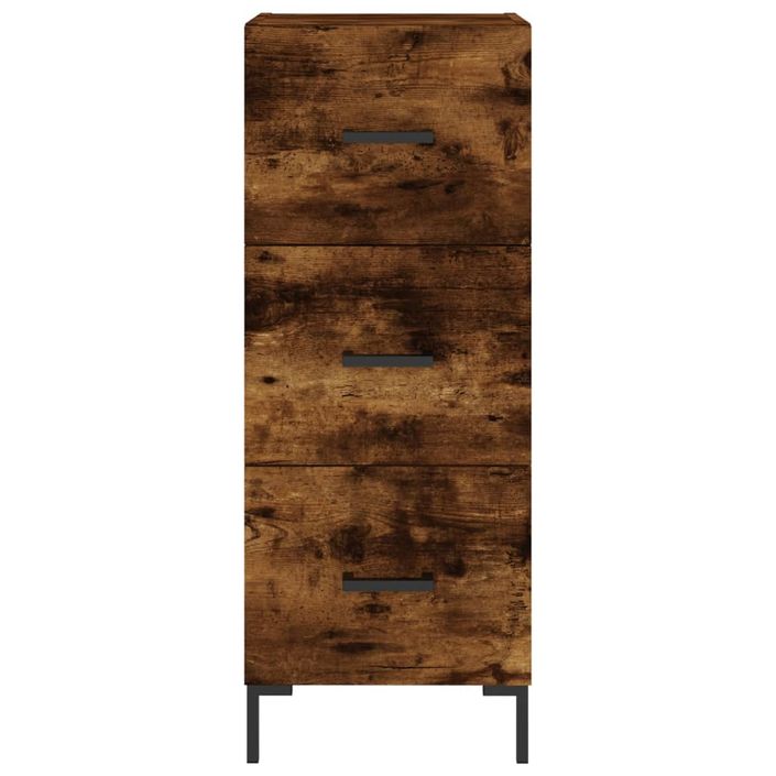 Buffet haut Chêne fumé 34,5x34x180 cm Bois d'ingénierie - Photo n°6