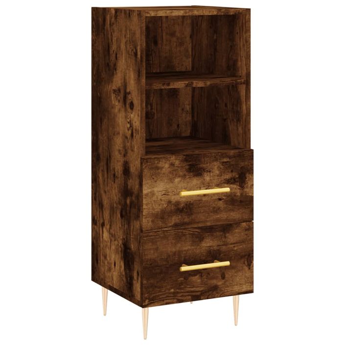 Buffet haut Chêne fumé 34,5x34x180 cm Bois d'ingénierie - Photo n°7