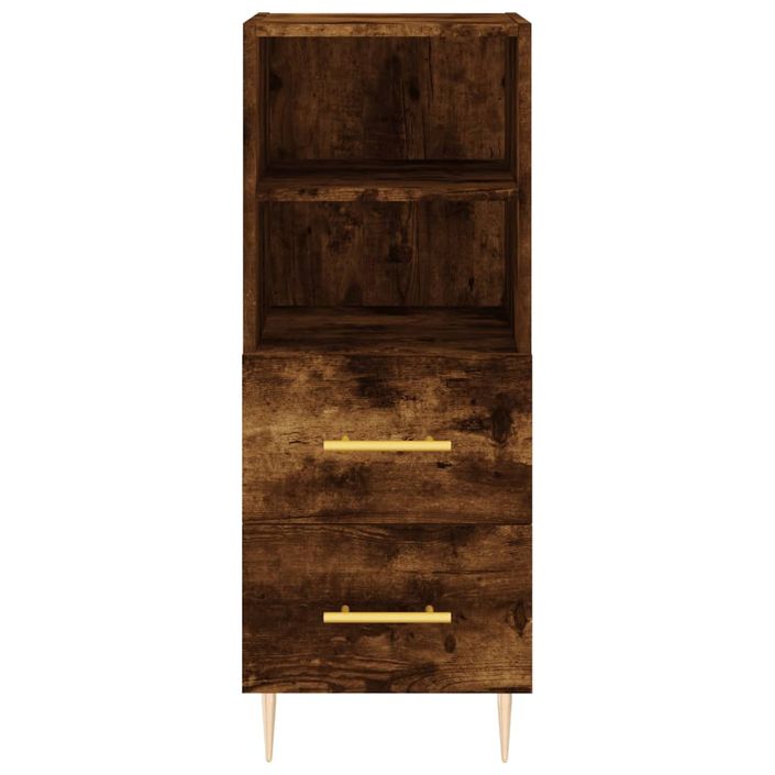 Buffet haut Chêne fumé 34,5x34x180 cm Bois d'ingénierie - Photo n°8