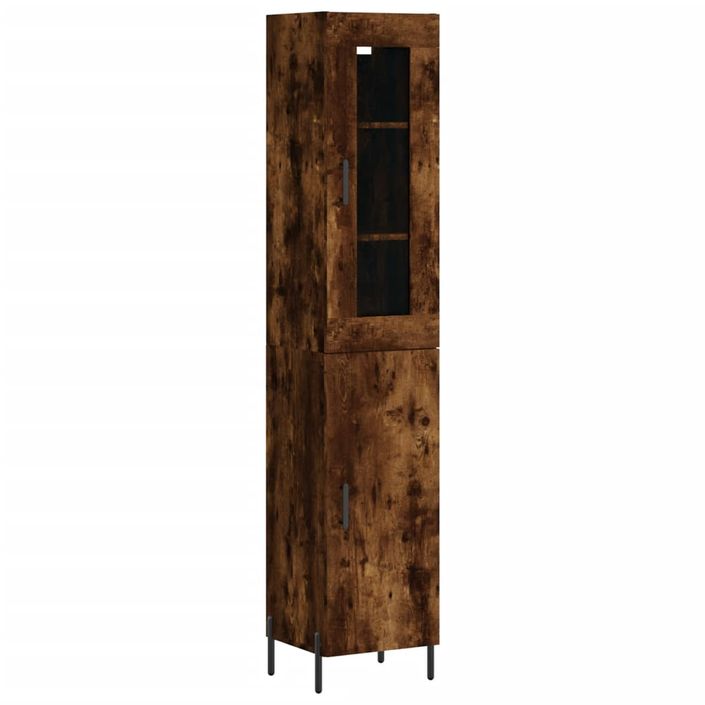 Buffet haut Chêne fumé 34,5x34x180 cm Bois d'ingénierie - Photo n°1