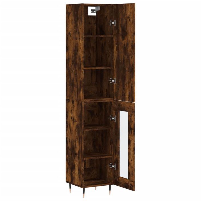 Buffet haut Chêne fumé 34,5x34x180 cm Bois d'ingénierie - Photo n°4