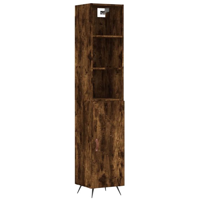 Buffet haut Chêne fumé 34,5x34x180 cm Bois d'ingénierie - Photo n°1