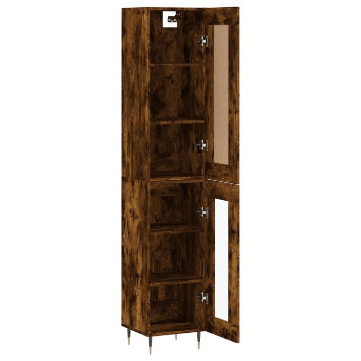 Buffet haut Chêne fumé 34,5x34x180 cm Bois d'ingénierie - Photo n°4