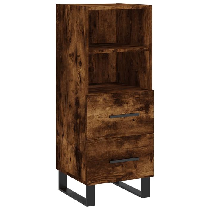 Buffet haut Chêne fumé 34,5x34x180 cm Bois d'ingénierie - Photo n°5